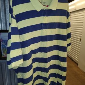 Faded Glory Navy and Light Yellow Striped Polo